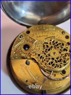 Antique Sterling Silver Pair Case Verge Fusee Pocket Watch late 1800s / 152.4g