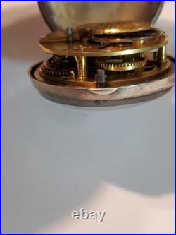 Antique Sterling Silver Pair Case Verge Fusee Pocket Watch late 1800s / 152.4g