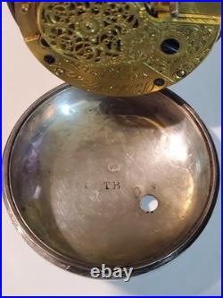 Antique Sterling Silver Pair Case Verge Fusee Pocket Watch late 1800s / 152.4g