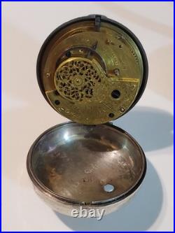 Antique Sterling Silver Pair Case Verge Fusee Pocket Watch late 1800s / 152.4g