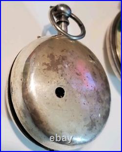 Antique Sterling Silver Pair Case Verge Fusee Pocket Watch late 1800s / 152.4g