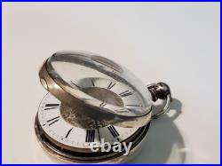Antique Sterling Silver Pair Case Verge Fusee Pocket Watch late 1800s / 152.4g