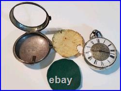 Antique Sterling Silver Pair Case Verge Fusee Pocket Watch late 1800s / 152.4g