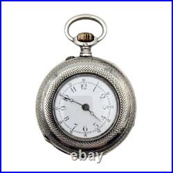 Antique Sterling Silver Pocket Watch Half Hunter Case Works Wind Up Vtg Engraved