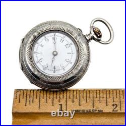Antique Sterling Silver Pocket Watch Half Hunter Case Works Wind Up Vtg Engraved