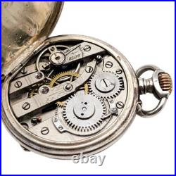 Antique Sterling Silver Pocket Watch Half Hunter Case Works Wind Up Vtg Engraved
