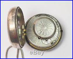 Antique Sterling Silver VERGE FUSEE Pair Case Pocket watch WORKING! Chain & Key