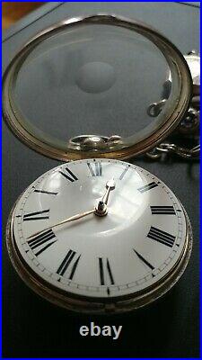 Antique Stroud silver case pocket watch verge movement for chain fusee C. 1800s