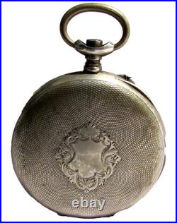 Antique Swiss 800 Silver Pocket Watch Case / Skeloton 8-Day Open Heart Mov't