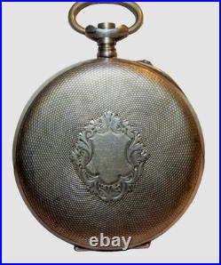 Antique Swiss 800 Silver Pocket Watch Case / Skeloton 8-Day Open Heart Mov't