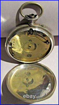 Antique Swiss 800 Silver Pocket Watch Case / Skeloton 8-Day Open Heart Mov't