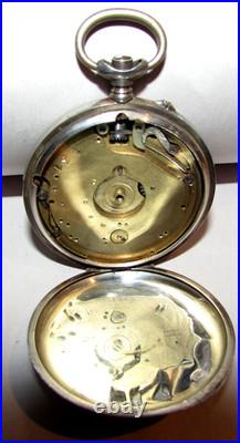 Antique Swiss 800 Silver Pocket Watch Case / Skeloton 8-Day Open Heart Mov't