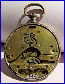 Antique Swiss 800 Silver Pocket Watch Case / Skeloton 8-Day Open Heart Mov't