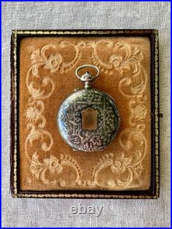 Antique Swiss. 935 Silver Niello Pocket Watch Case Perret & Berthoud Locle