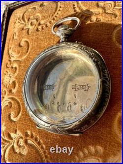 Antique Swiss. 935 Silver Niello Pocket Watch Case Perret & Berthoud Locle