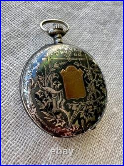 Antique Swiss. 935 Silver Niello Pocket Watch Case Perret & Berthoud Locle