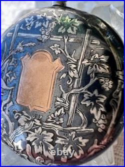 Antique Swiss. 935 Silver Niello Pocket Watch Case Perret & Berthoud Locle