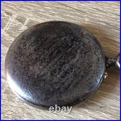 Antique Swiss Henry Moser &Cie open face pocket watch Gun metal case enamel dial