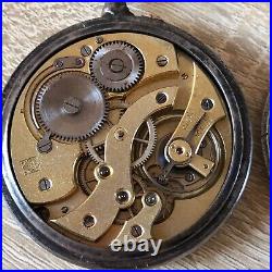Antique Swiss Henry Moser &Cie open face pocket watch Gun metal case enamel dial