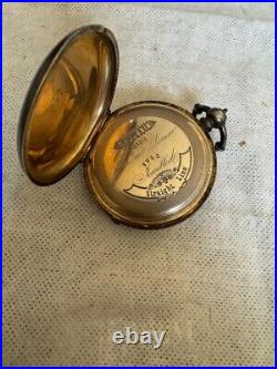Antique Swiss Huguenin Silver Hunter Case Porcelain Dial Pocket Watch