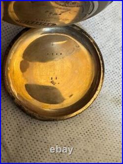 Antique Swiss Huguenin Silver Hunter Case Porcelain Dial Pocket Watch