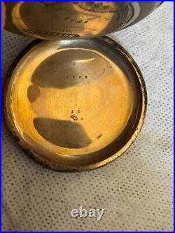 Antique Swiss Huguenin Silver Hunter Case Porcelain Dial Pocket Watch