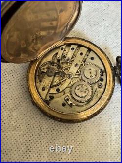 Antique Swiss Huguenin Silver Hunter Case Porcelain Dial Pocket Watch