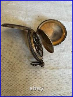Antique Swiss Huguenin Silver Hunter Case Porcelain Dial Pocket Watch