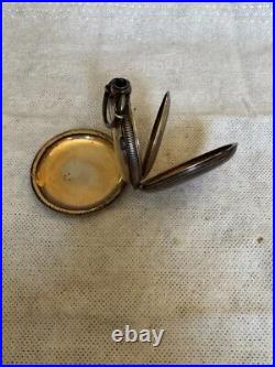 Antique Swiss Huguenin Silver Hunter Case Porcelain Dial Pocket Watch