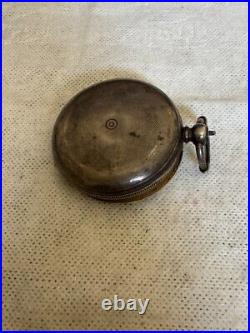 Antique Swiss Huguenin Silver Hunter Case Porcelain Dial Pocket Watch