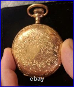 Antique Swiss Hunter Case Pocket Watch Clarefax Gold Plated Early 1900s Working