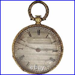 Antique Swiss Pocket Watch Case 18k Gold -hand Engraved Floral Crown Hallmarks