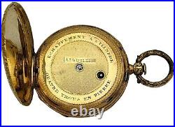 Antique Swiss Pocket Watch Case 18k Gold -hand Engraved Floral Crown Hallmarks