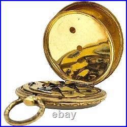 Antique Swiss Pocket Watch Case 18k Gold -hand Engraved Floral Crown Hallmarks