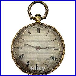 Antique Swiss Pocket Watch Case 18k Gold -hand Engraved Floral Crown Hallmarks