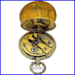 Antique Swiss Pocket Watch Case 18k Gold -hand Engraved Floral Crown Hallmarks