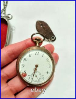 Antique Swiss Silver Pocket Watch 800 Silver Case Early 20th Century