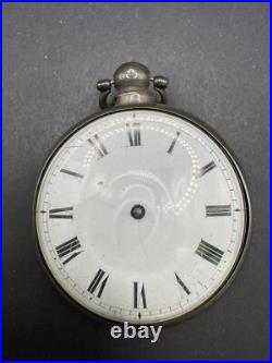 Antique TB Signed Sterling Silver Paired Case English Pocket Watch Movement