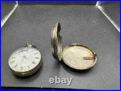 Antique TB Signed Sterling Silver Paired Case English Pocket Watch Movement