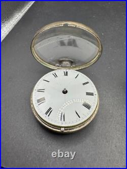 Antique TB Signed Sterling Silver Paired Case English Pocket Watch Movement