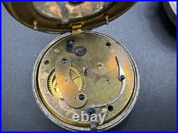 Antique TB Signed Sterling Silver Paired Case English Pocket Watch Movement