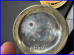 Antique TB Signed Sterling Silver Paired Case English Pocket Watch Movement