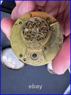 Antique TB Signed Sterling Silver Paired Case English Pocket Watch Movement