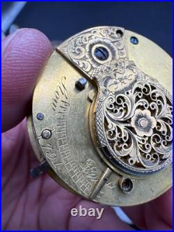 Antique TB Signed Sterling Silver Paired Case English Pocket Watch Movement