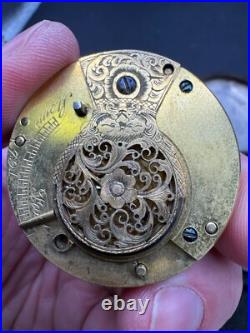 Antique TB Signed Sterling Silver Paired Case English Pocket Watch Movement