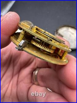 Antique TB Signed Sterling Silver Paired Case English Pocket Watch Movement
