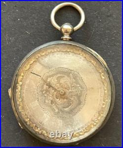 Antique Thevenaz Freres Geneve Pocket Watch Running Ticks Silver Dial Case Swiss