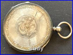 Antique Thevenaz Freres Geneve Pocket Watch Running Ticks Silver Dial Case Swiss