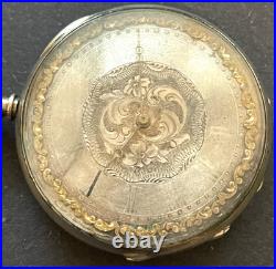 Antique Thevenaz Freres Geneve Pocket Watch Running Ticks Silver Dial Case Swiss