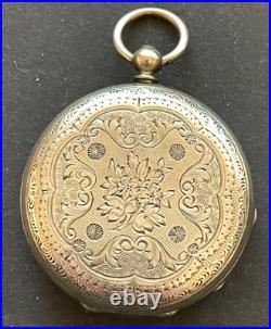 Antique Thevenaz Freres Geneve Pocket Watch Running Ticks Silver Dial Case Swiss